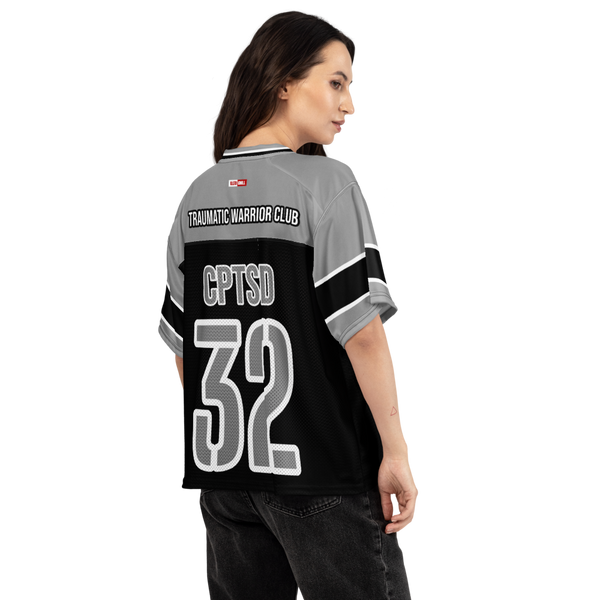 ILLTOCHILL CPTSD awareness Complex Post Traumatic Stress Disorder Boxy football jersey
