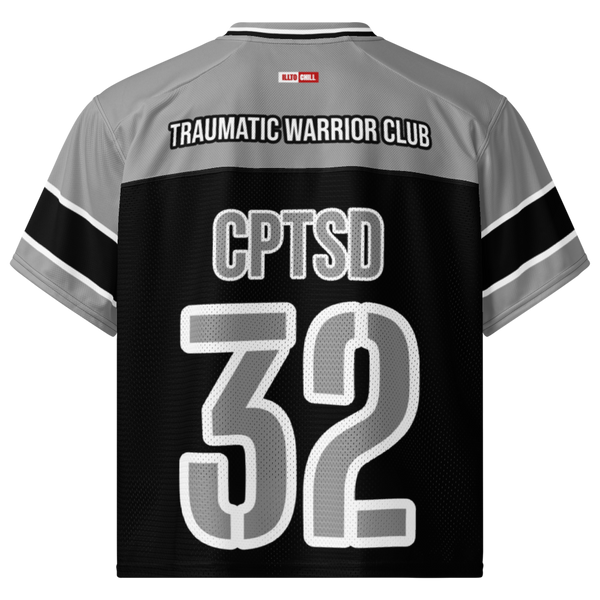 ILLTOCHILL CPTSD awareness Complex Post Traumatic Stress Disorder Boxy football jersey