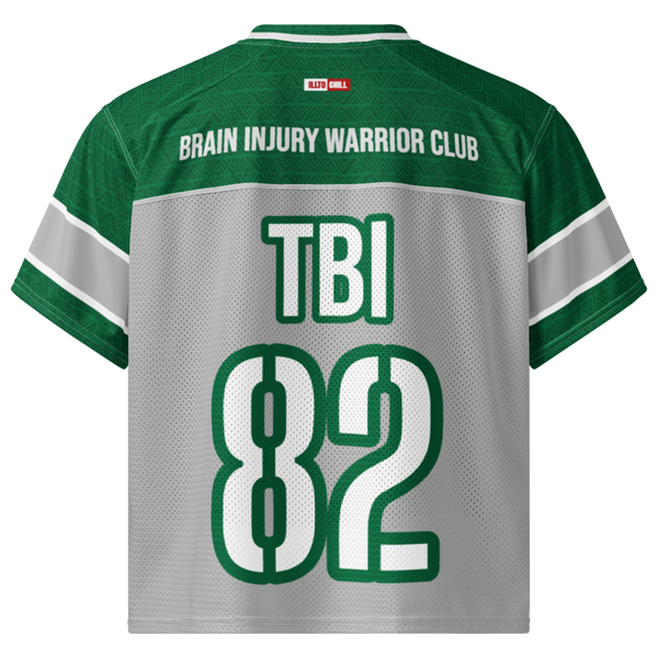 ILLTOCHILL TBI Traumatic brain injury support Boxy football jersey