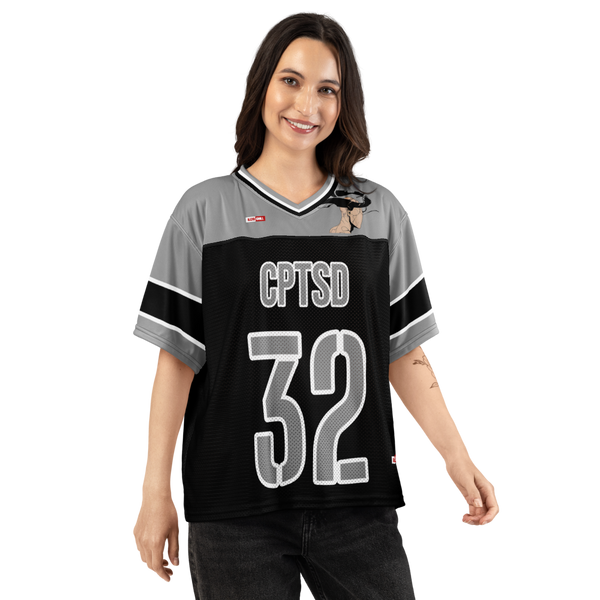 ILLTOCHILL CPTSD awareness Complex Post Traumatic Stress Disorder Boxy football jersey