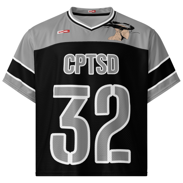 ILLTOCHILL CPTSD awareness Complex Post Traumatic Stress Disorder Boxy football jersey