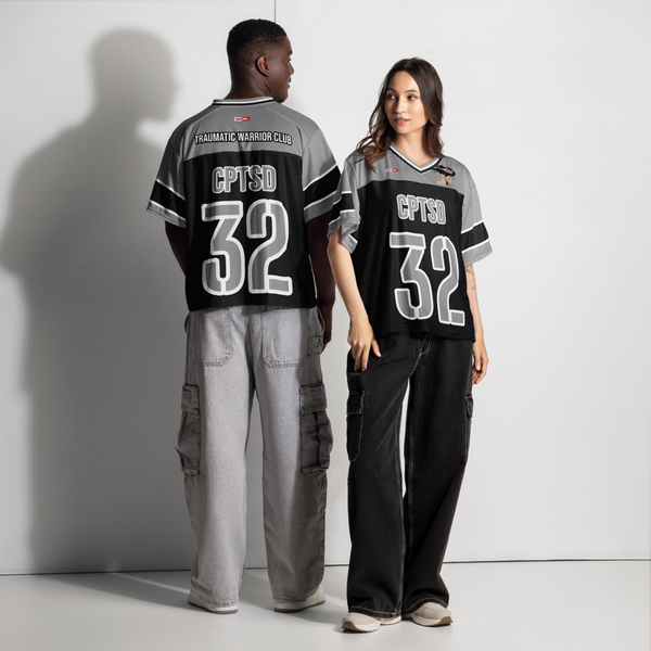 ILLTOCHILL CPTSD awareness Complex Post Traumatic Stress Disorder Boxy football jersey