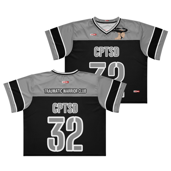 ILLTOCHILL CPTSD awareness Complex Post Traumatic Stress Disorder Boxy football jersey