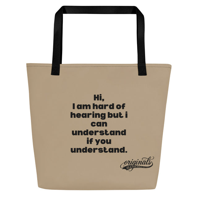 Loud and Clear Hard of Hearing All Over Print Large Tote Bag for HOH Advocates | ILLTOCHILL