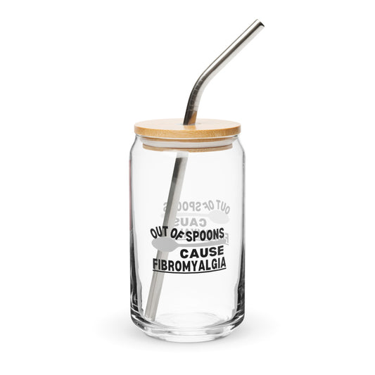 ILLTOCHILL Fibromyalgia awareness Out of Spoons funny fibro gift Can-Shaped Glass.