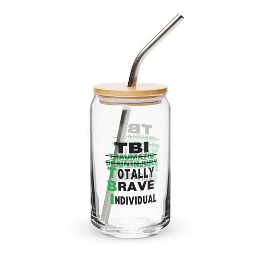 ILLTOCHILL Brain Injury awareness TBI Totally Brave Individual TBI support gift Can-Shaped Glass.