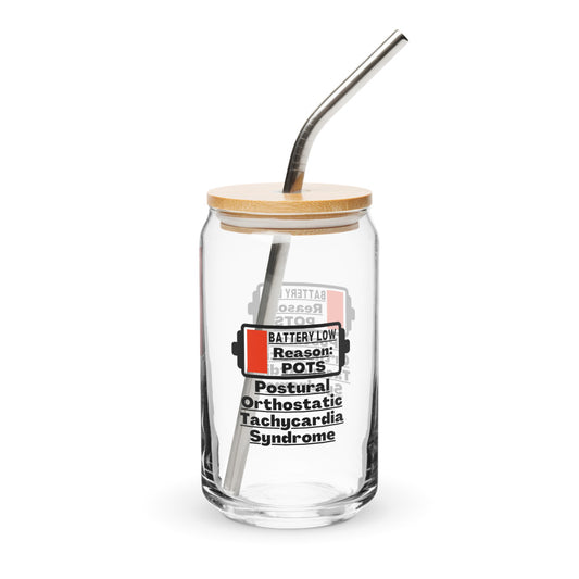 ILLTOCHILL Postural orthostatic tachycardia syndrome Battery low funny POTS gift Can-Shaped Glass.