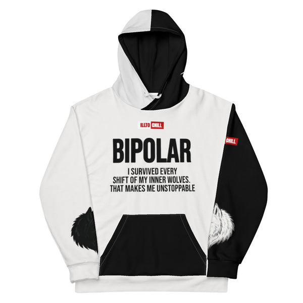 ILLTOCHILL Bipolar disorder gift Unisex cotton hoodie – Flat Front (White)