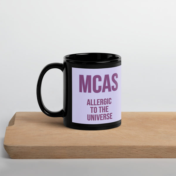 ILLTOCHILL MCAS awareness Mast cell activation syndrome gift Black Glossy Mug – Lifestyle 3 Handle on Left