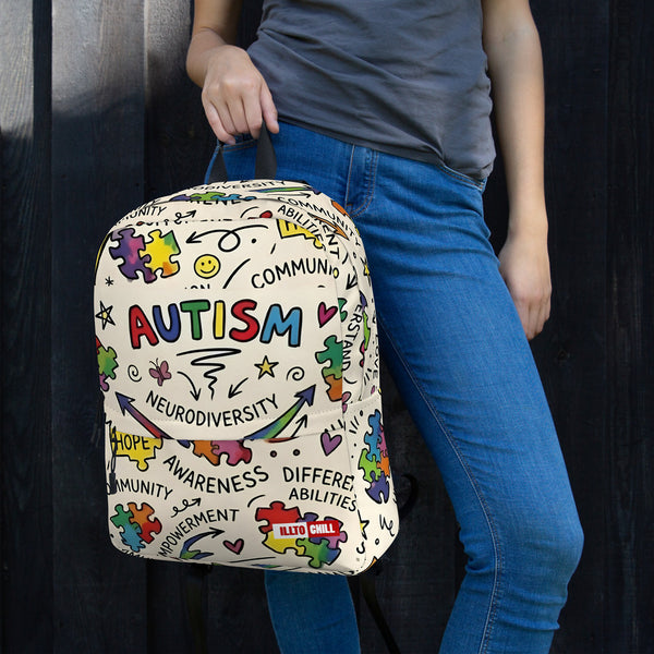 ILLTOCHILL Autism Awareness Backpack – Women's Lifestyle Left (Clear)