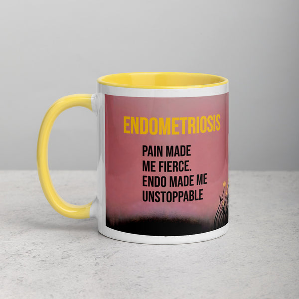 ILLTOCHILL Endometriosis awareness Endo warrior gift Mug with Color Inside – Lifestyle 2 Left