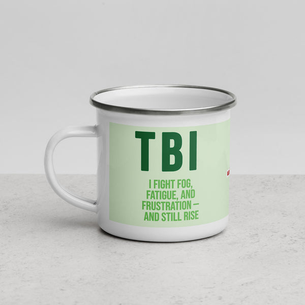 ILLTOCHILL TBI Traumatic brain injury support gift Enamel Mug – Lifestyle 3 Left