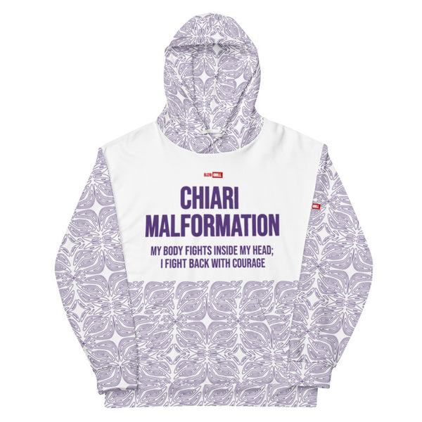 ILLTOCHILL CM Chiari Malformation awareness gift unisex cotton hoodie – Flat Front (White)