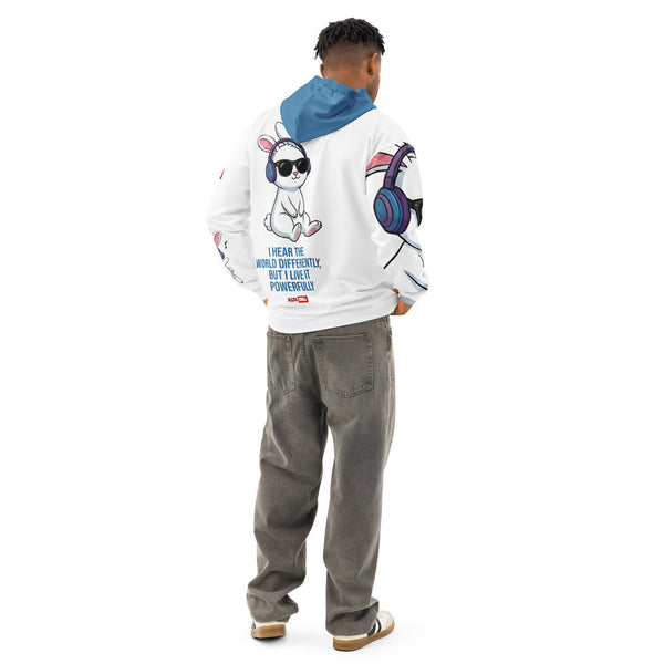 ILLTOCHILL Hard of hearing support gift for hearing impaired Unisex cotton hoodie – Men's Back (White)