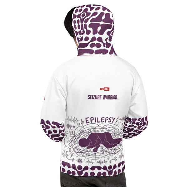 ILLTOCHILL Epilepsy awareness and support gift heavyweight Unisex Hoodie – Men's Back (White)