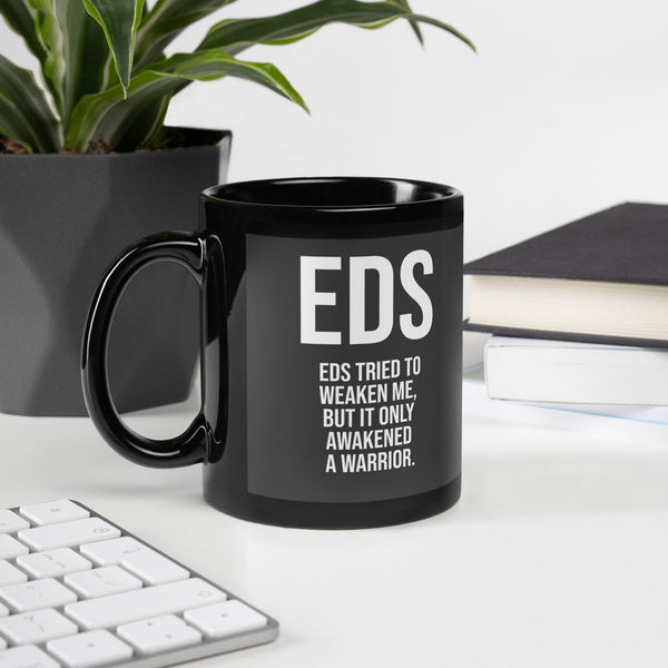 ILLTOCHILL EDS ehler danlos syndrome awareness gift Black Glossy Mug – Lifestyle 2 Handle on Left