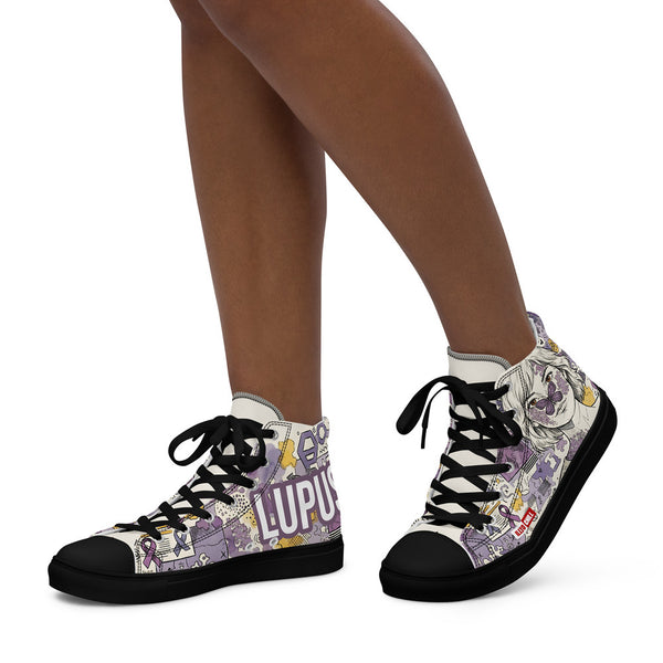 ILLTOCHILL Lupus Awareness Women's High Top Shoes – Women's Left (Lupus Awareness Women's High Top Shoes)
