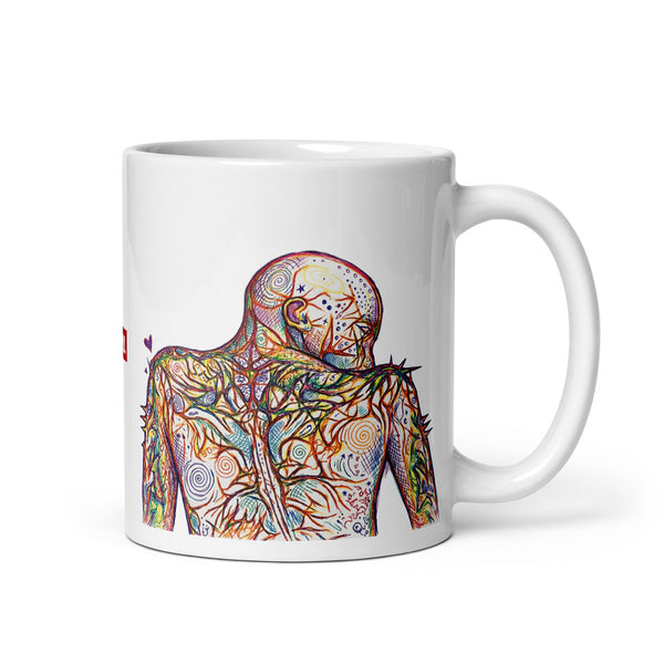 ILLTOCHILL Fibromyalgia awareness fibro gift White glossy mug – Default Handle on Right