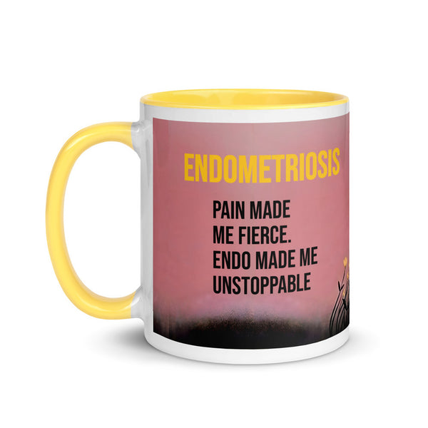 ILLTOCHILL Endometriosis awareness Endo warrior gift Mug with Color Inside – Flat Left