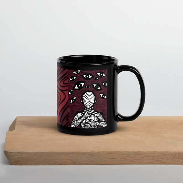 ILLTOCHILL Anxiety awareness gift Black Glossy Mug – Lifestyle 3 Handle on Right