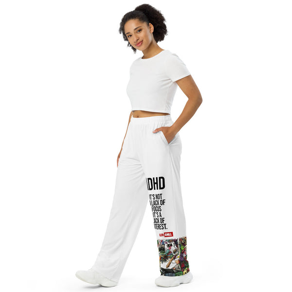 ILLTOCHILL ADHD Awareness Pants – Women's Left Front (White)