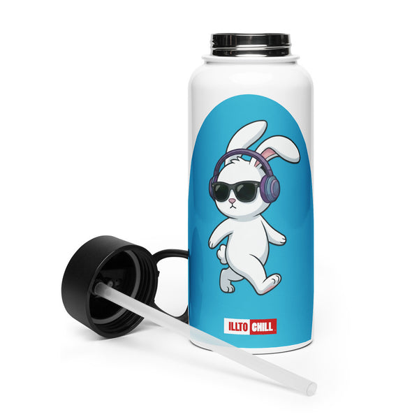 ILLTOCHILL Hard of hearing support gift Stainless steel water bottle with a straw lid – Flat 2 Left