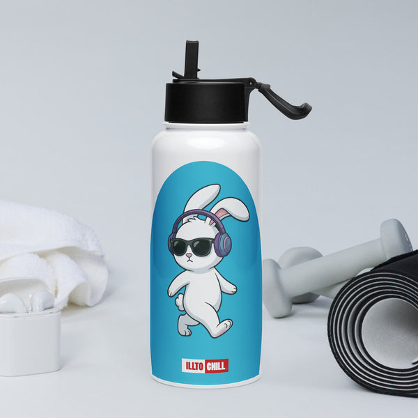 ILLTOCHILL Hard of hearing support gift Stainless steel water bottle with a straw lid – Lifestyle 2 Left