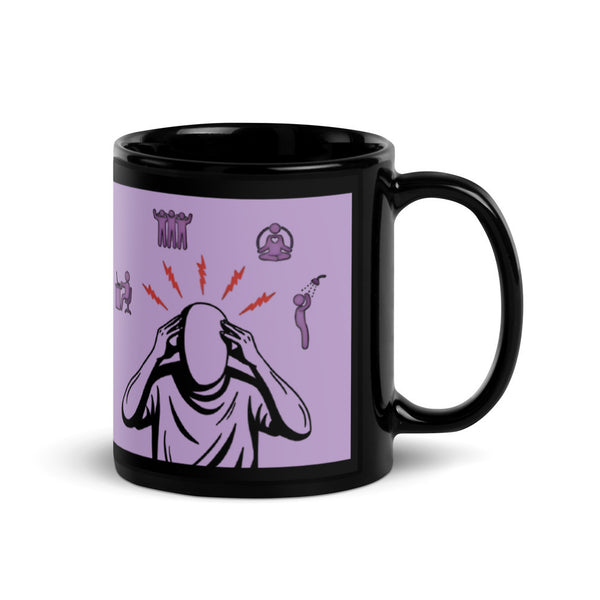 ILLTOCHILL Chronic Migraine awareness and support gift Black Glossy Mug – Flat Handle on Right