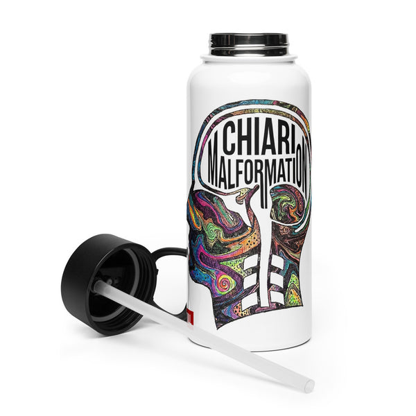 ILLTOCHILL CM Chiari Malformation awareness gift Stainless steel water bottle with a straw lid – Flat 2 Left