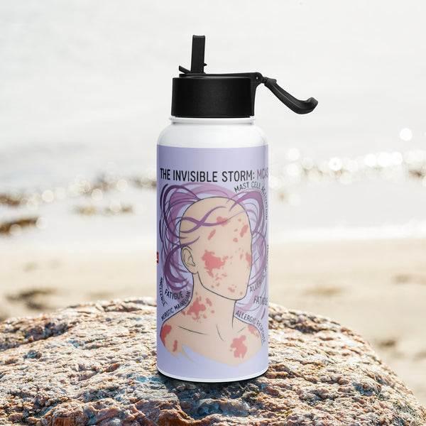 ILLTOCHILL MCAS awareness gift Stainless steel water bottle with a straw lid – Lifestyle 3 Left