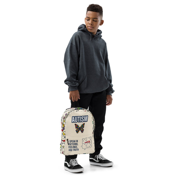 ILLTOCHILL Autism Awareness Backpack – Boy's Front (Clear)