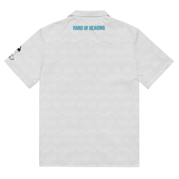 ILLTOCHILL Hard of Hearing awareness hearing impaired support Unisex button shirt – Flat Back (White)