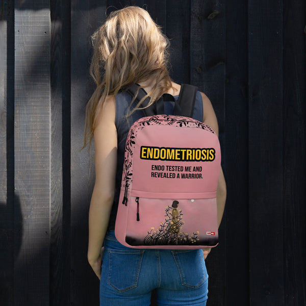 ILLTOCHILL Endometriosis Awareness Backpack – Women's Lifestyle Front (Black)