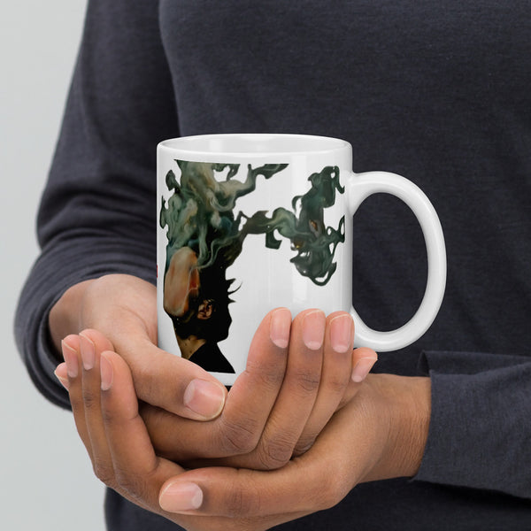 ILLTOCHILL Asthma awareness and support gift White glossy mug – Lifestyle 2 Handle on Right