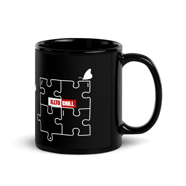 ILLTOCHILL Autism awareness neurodiversity gift Black Glossy Mug – Flat Handle on Right