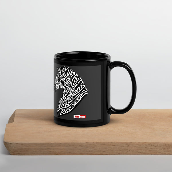 ILLTOCHILL EDS ehler danlos syndrome awareness gift Black Glossy Mug – Lifestyle 3 Handle on Right