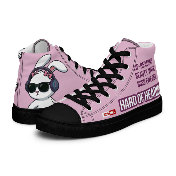 ILLTOCHILL Hard of Hearing Awareness Women's High Top Shoes – Flat 3 Left (Hard Of Hearing Awareness Women's High Top Shoes)