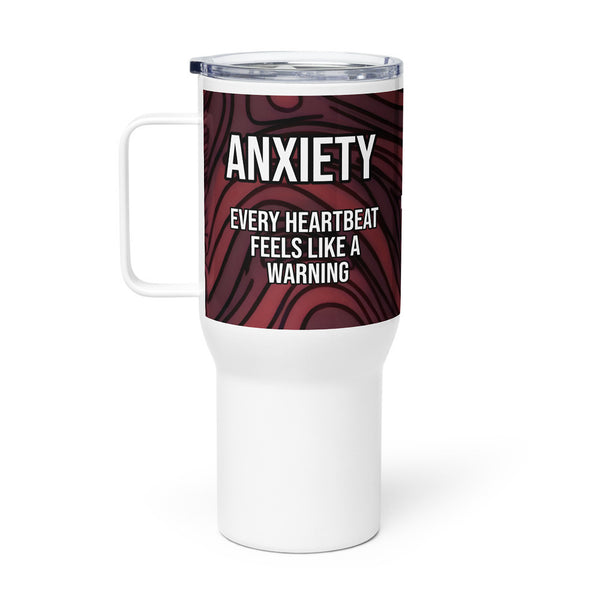 ILLTOCHILL Anxiety awareness gift Travel mug with a handle – Flat Right