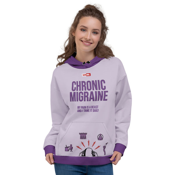 ILLTOCHILL Chronic Migraine awareness and support gift Heavyweight Unisex Hoodie – Women's Front (Black)