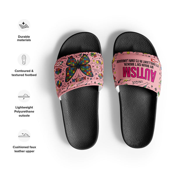 ILLTOCHILL Autism Awareness Women's Slides – Product specs Front (Autism Awareness Women's Slides)