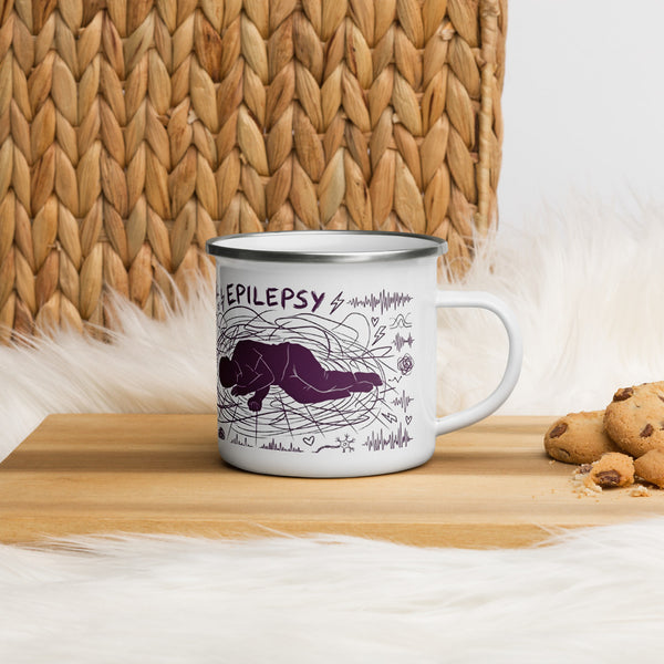 ILLTOCHILL Epilepsy awareness and support gift Enamel Mug – Lifestyle 4 Right