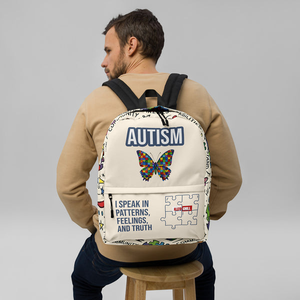 ILLTOCHILL Autism Awareness Backpack – Men's Front (Clear)