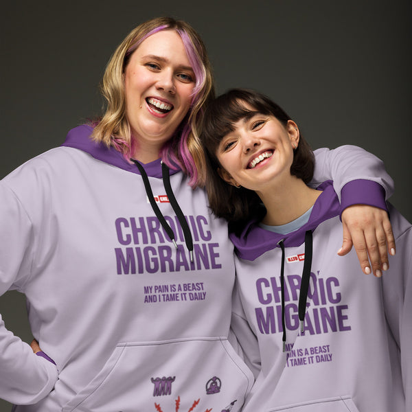 ILLTOCHILL Chronic Migraine awareness and support gift Heavyweight Unisex Hoodie – Couples Front (Black)