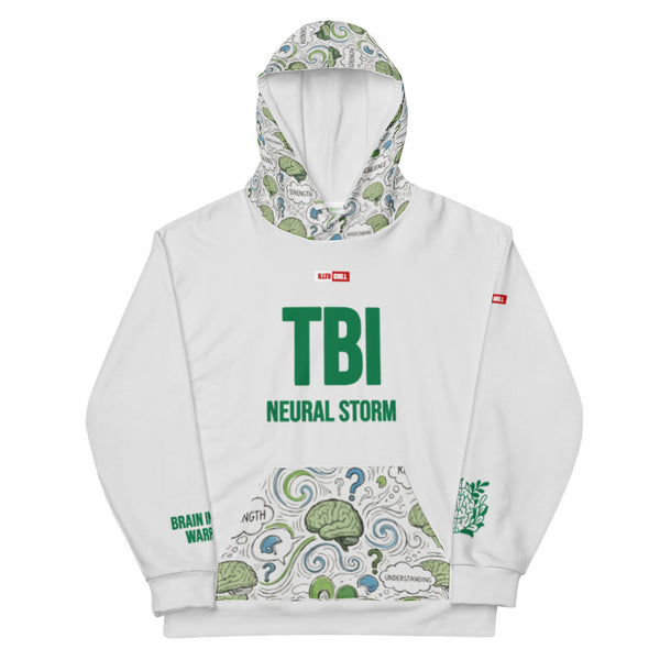 ILLTOCHILL TBI Traumatic brain injury support gift unisex cotton hoodie – Flat Front (White)