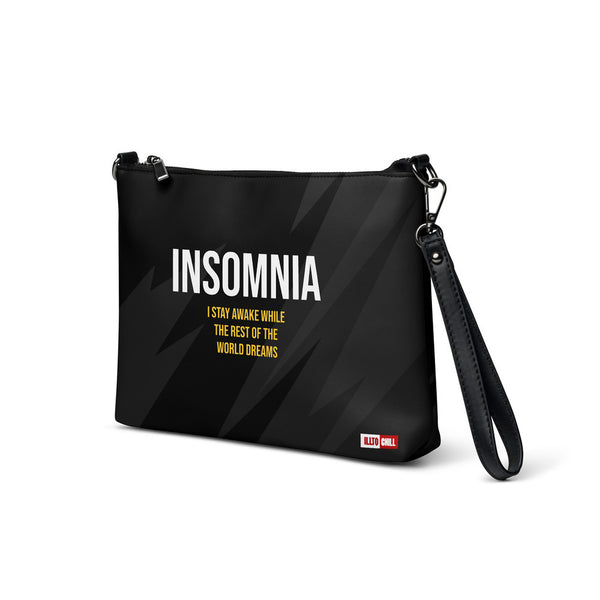 ILLTOCHILL Insomnia Awareness Crossbody Bag – Flat Left Front (Insomnia Awareness Crossbody Bag)
