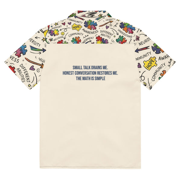 ILLTOCHILL Autism awareness and support Neurodiversity Unisex button shirt – Flat Back (Black)