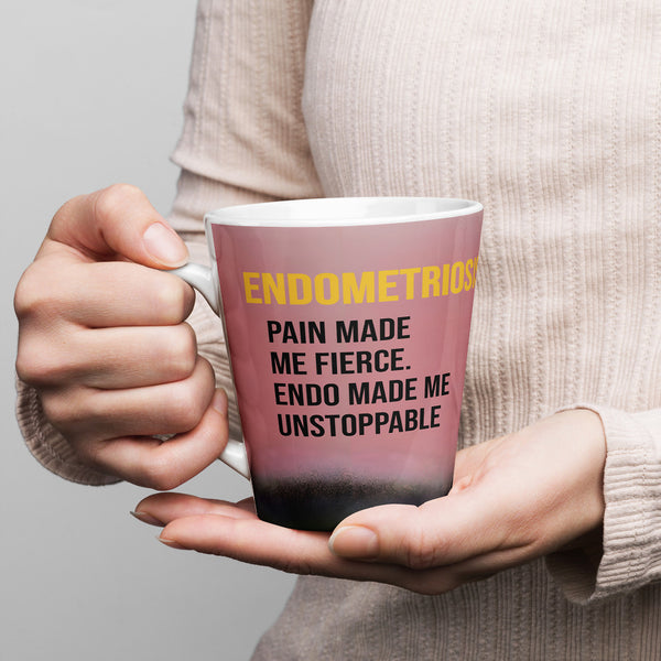 ILLTOCHILL Endometriosis awareness Endo warrior gift Latte mug – Lifestyle 1 Left