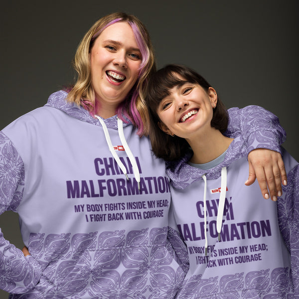 ILLTOCHILL CM Chiari Malformation awareness gift heavyweight unisex hoodie – Couples Front (White)