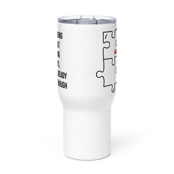 ILLTOCHILL Autism awareness puzzle gift Travel mug with a handle – Flat Front