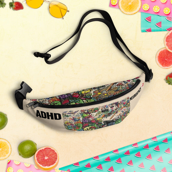 ILLTOCHILL ADHD Awareness Fanny Pack – Spring/summer vibes Front (Black)